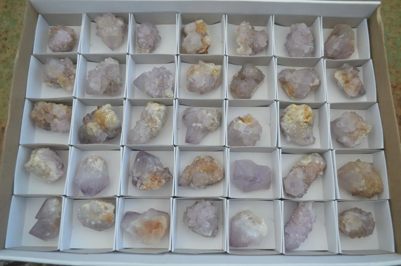 Natural Small Mixed Spirit Amethyst / Ametrine Specimens x 35 From Boekenhouthoek, South Africa