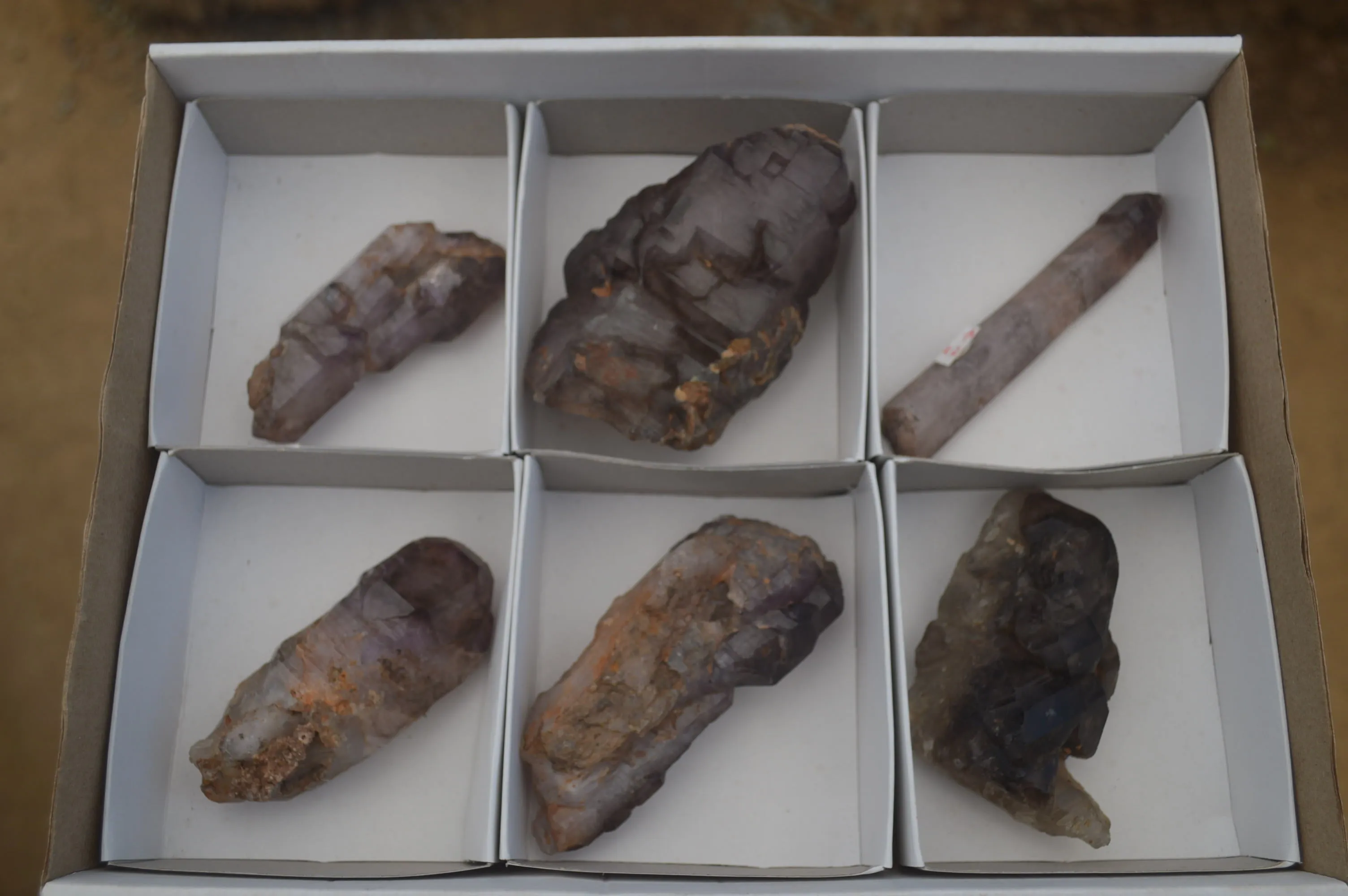 Natural Smokey Window Amethyst Crystals x 6 From Chiredzi, Zimbabwe