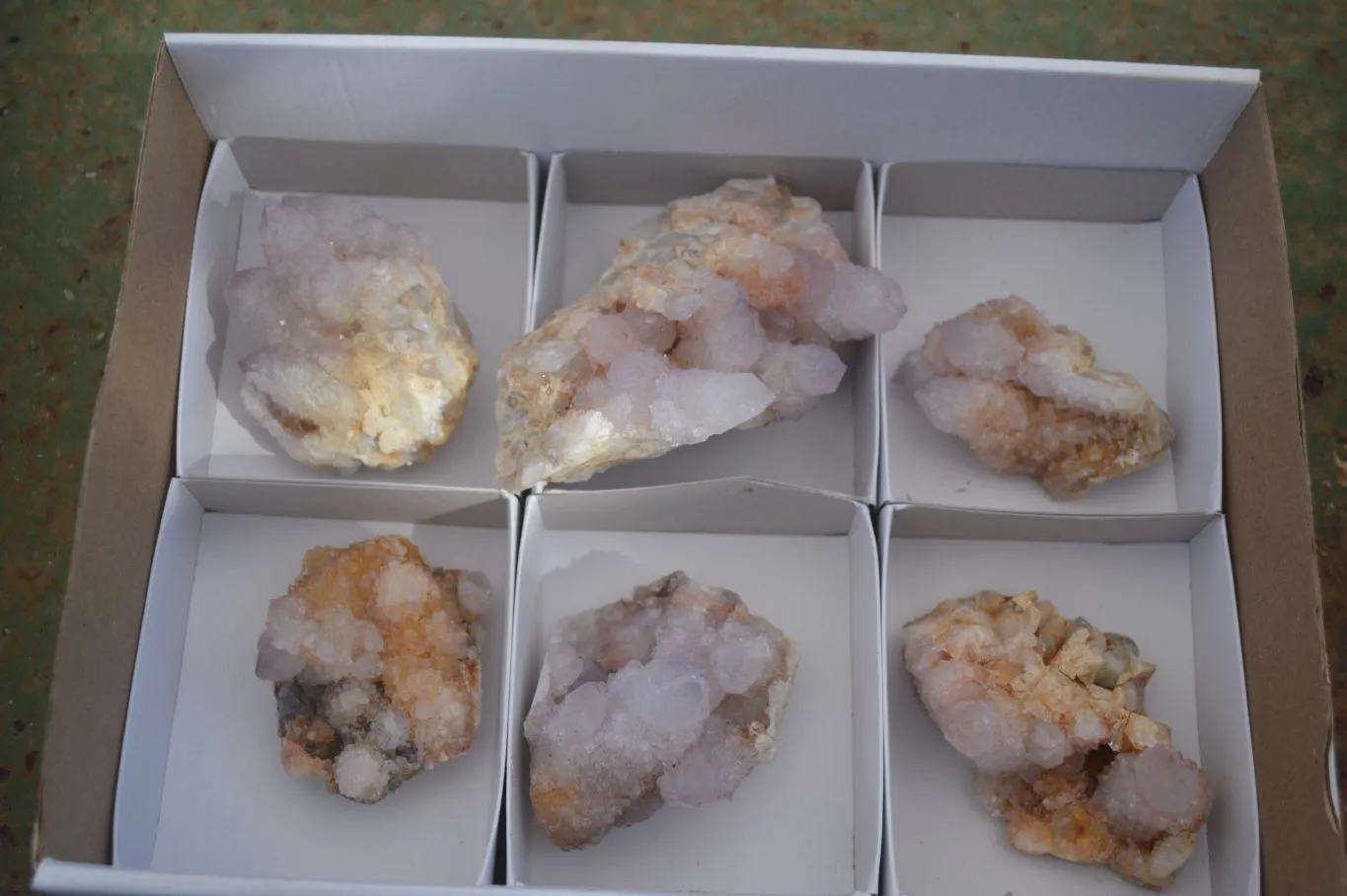 Natural Spirit Amethyst / Ametrine Quartz Clusters x 6 From Boekenhouthoek, South Africa