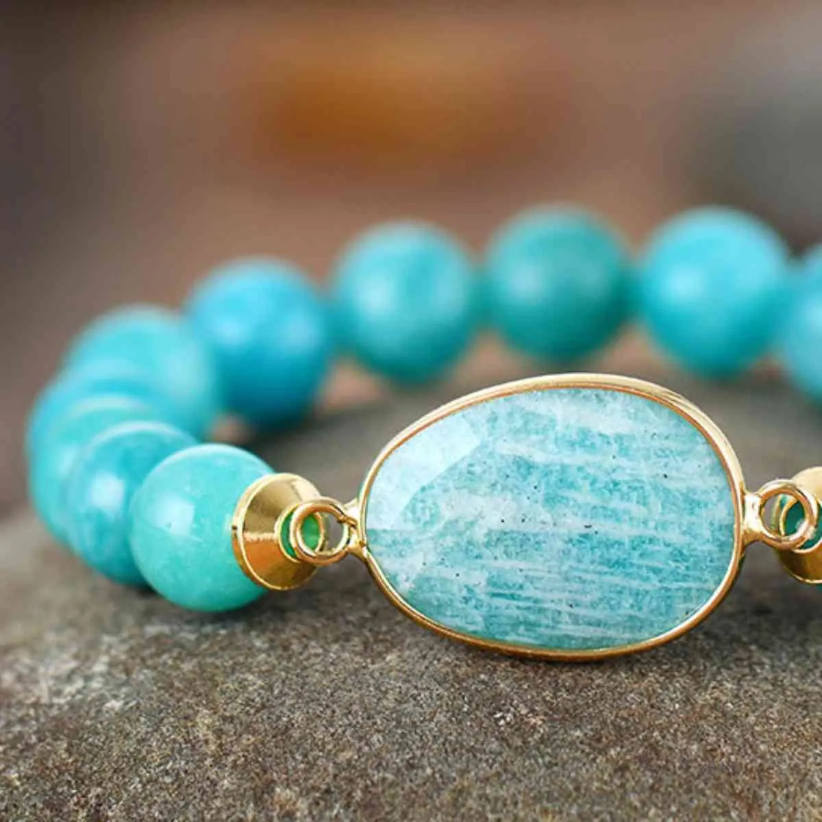 Natural Stone Beachy Beaded Bracelet