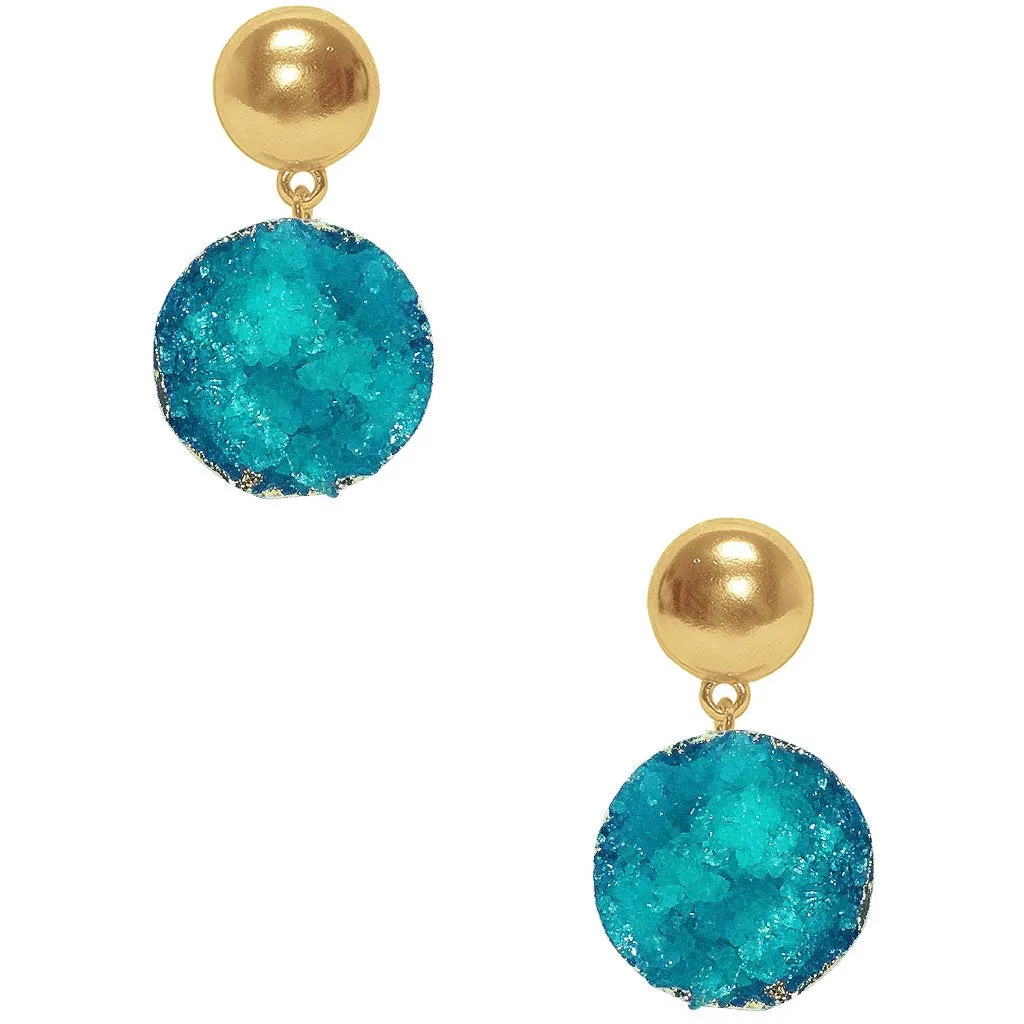 natural turquoise druzy stones earrings