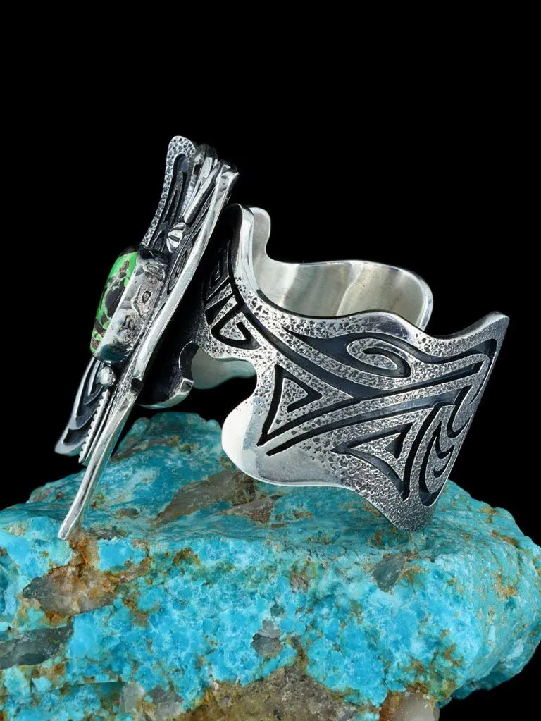 Navajo Carico Lake Turquoise Butterfly Sterling Silver Cuff Bracelet