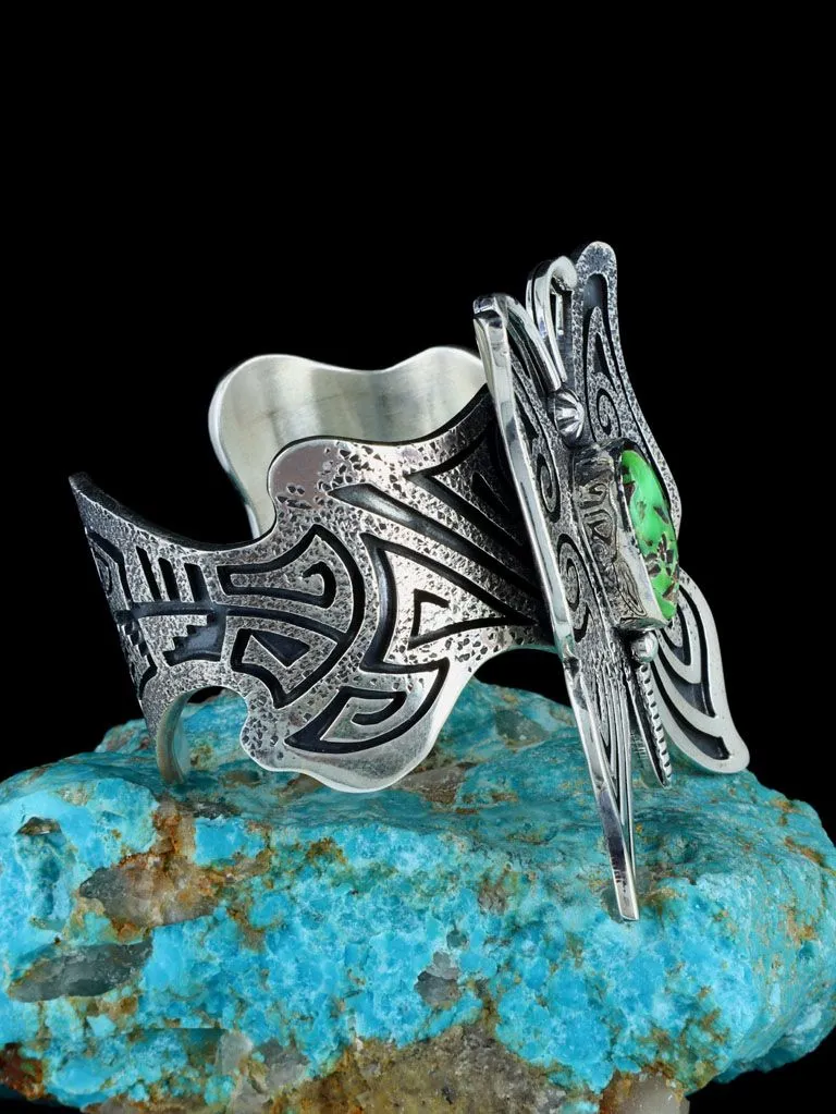 Navajo Carico Lake Turquoise Butterfly Sterling Silver Cuff Bracelet