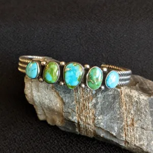 Navajo Made Sonoran Gold Turquoise Bracelet by L.D. GJ-BRC-0049