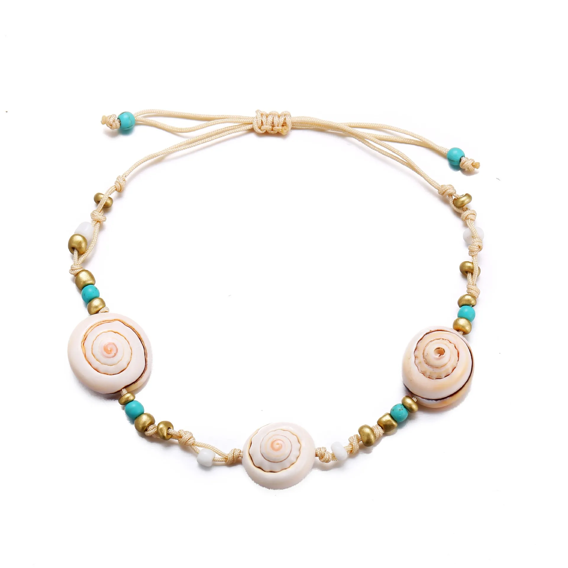 New Creative Simple Retro Shell Woven Rice Bead Anklet