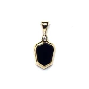 Onyx Sheild Design Inlaid .02Ct Diamond Pendant