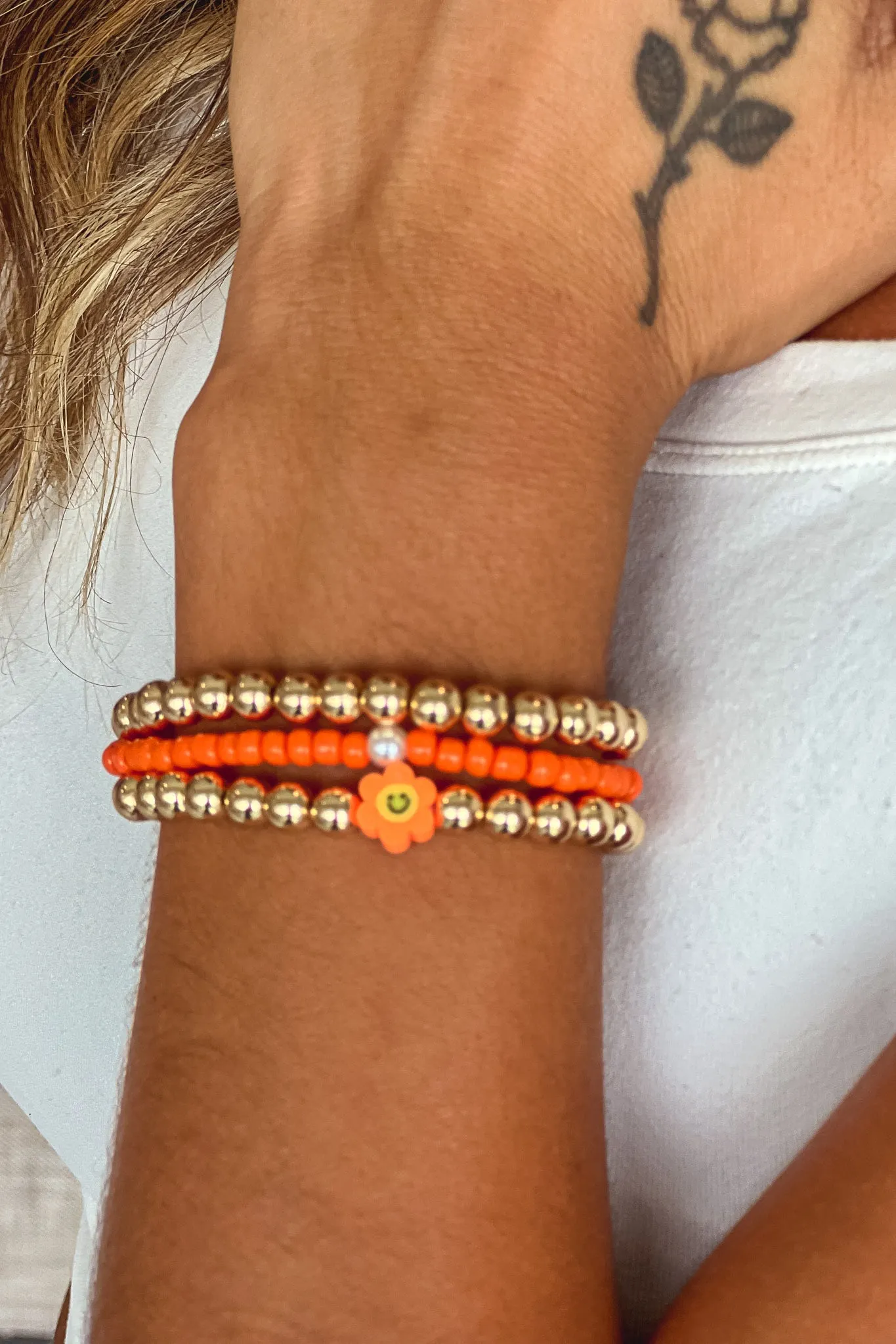 Orange and Gold Bracelet Set