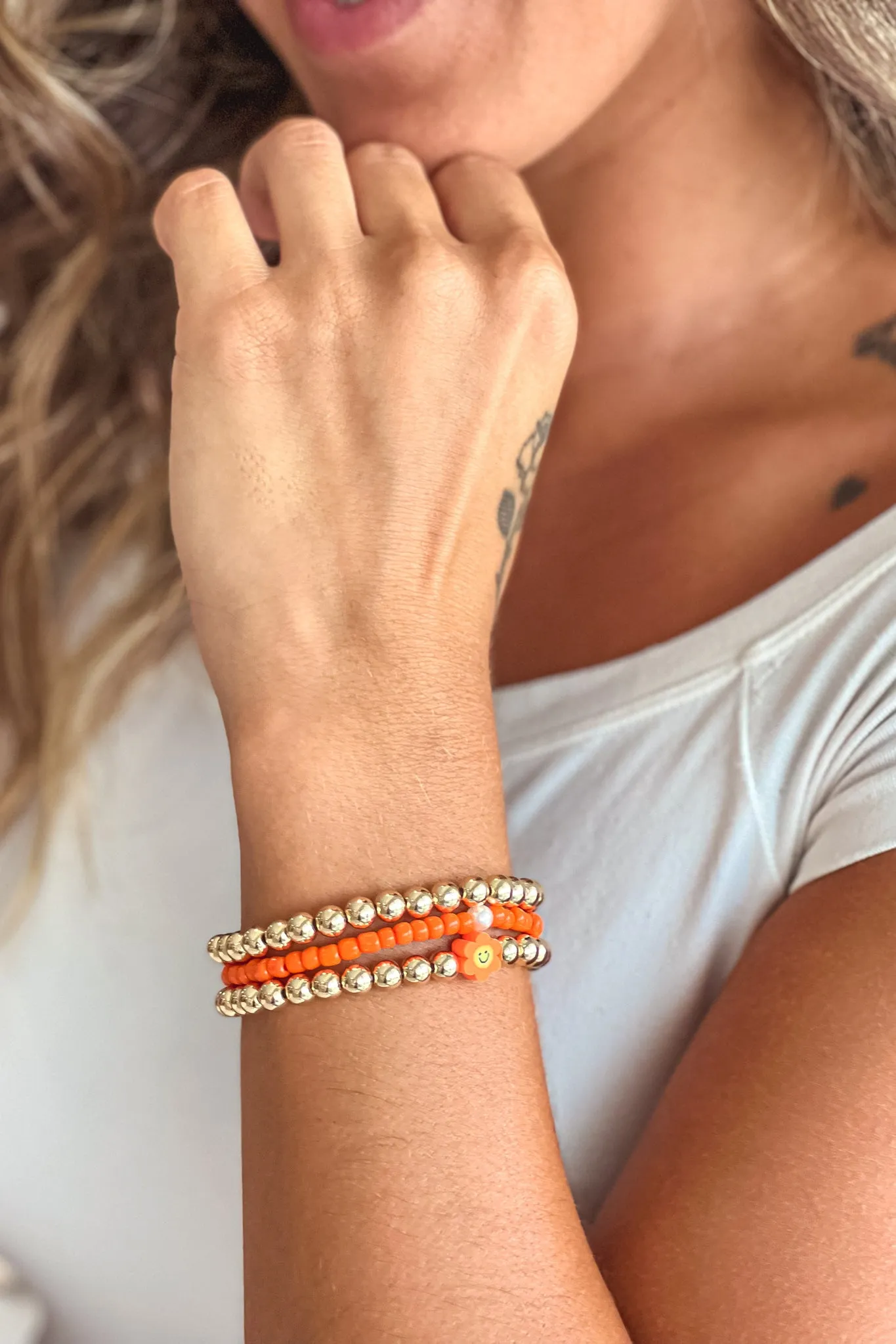 Orange and Gold Bracelet Set