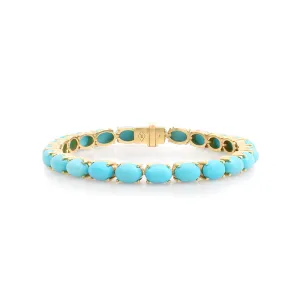 Oval Cut Turquoise Tennis Bracelet