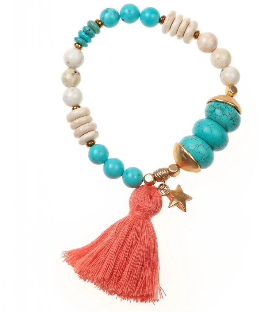 Peach Anna Tassel Bracelet