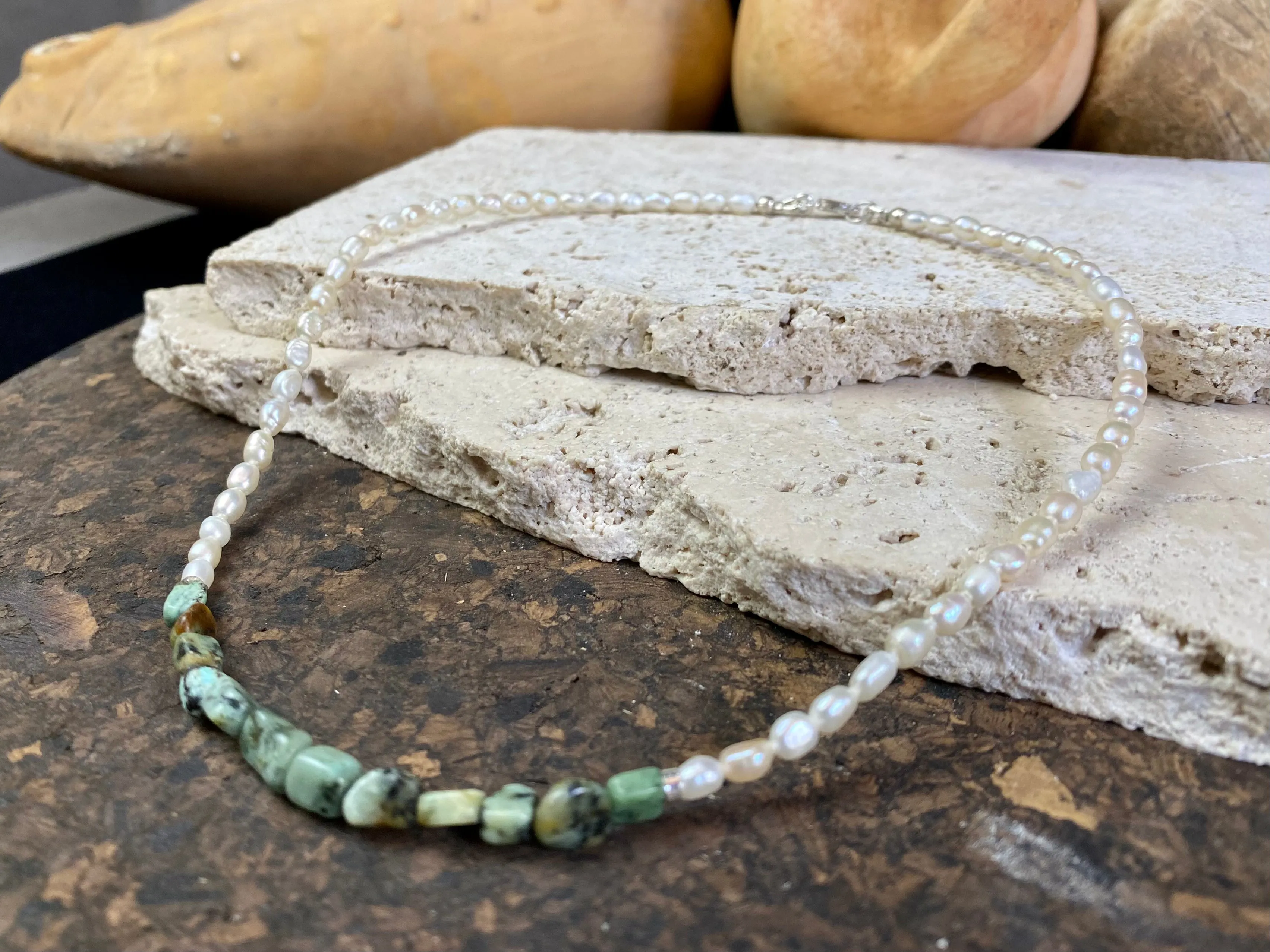 Pearl And African Jasper Choker