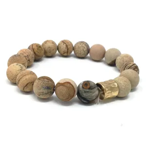 Picture Jasper Stone Beaded Boho Stretch Bracelet