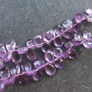 Pink Amethyst Faceted Pear Briolettes (Set of 5)