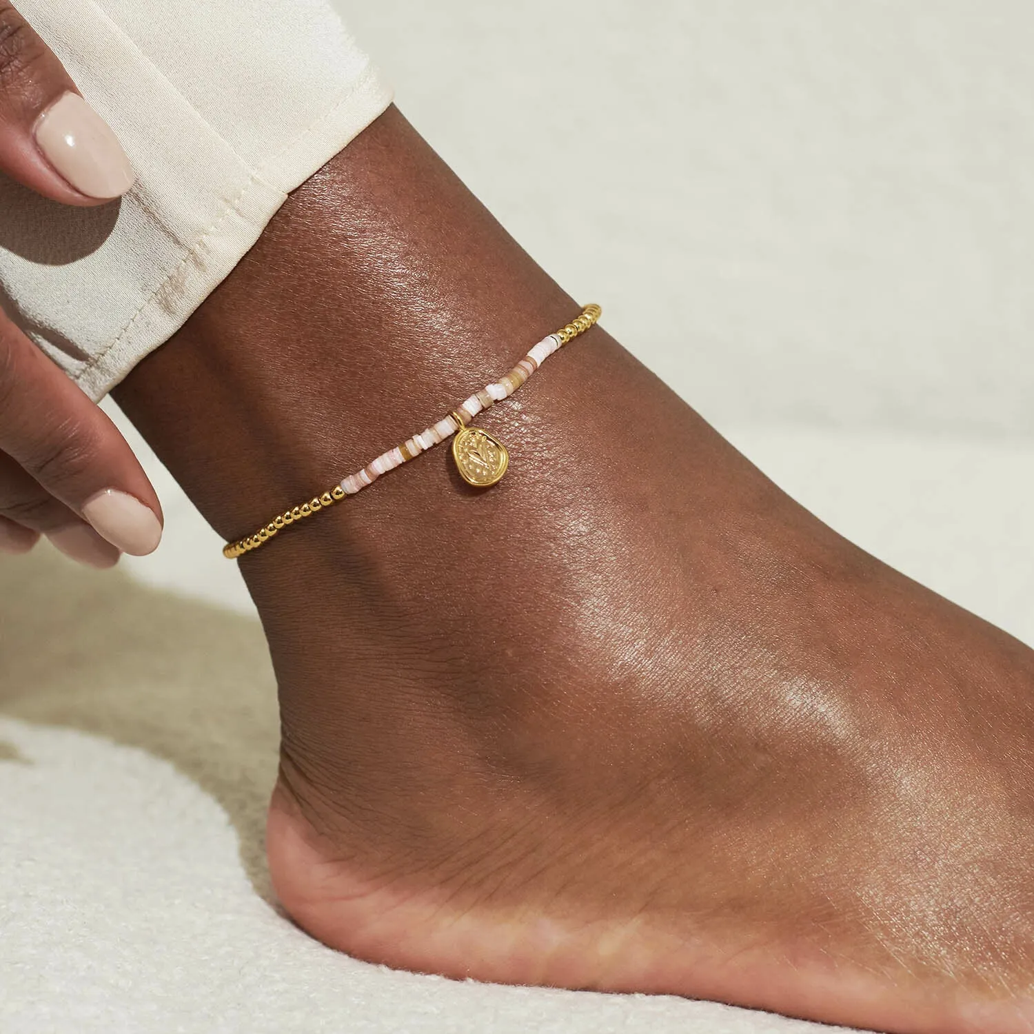 Pink Shell Gold Heart Anklet