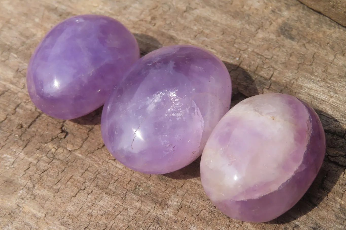 Polished Chevron Amethyst Palm Stones x 20 From Madagascar