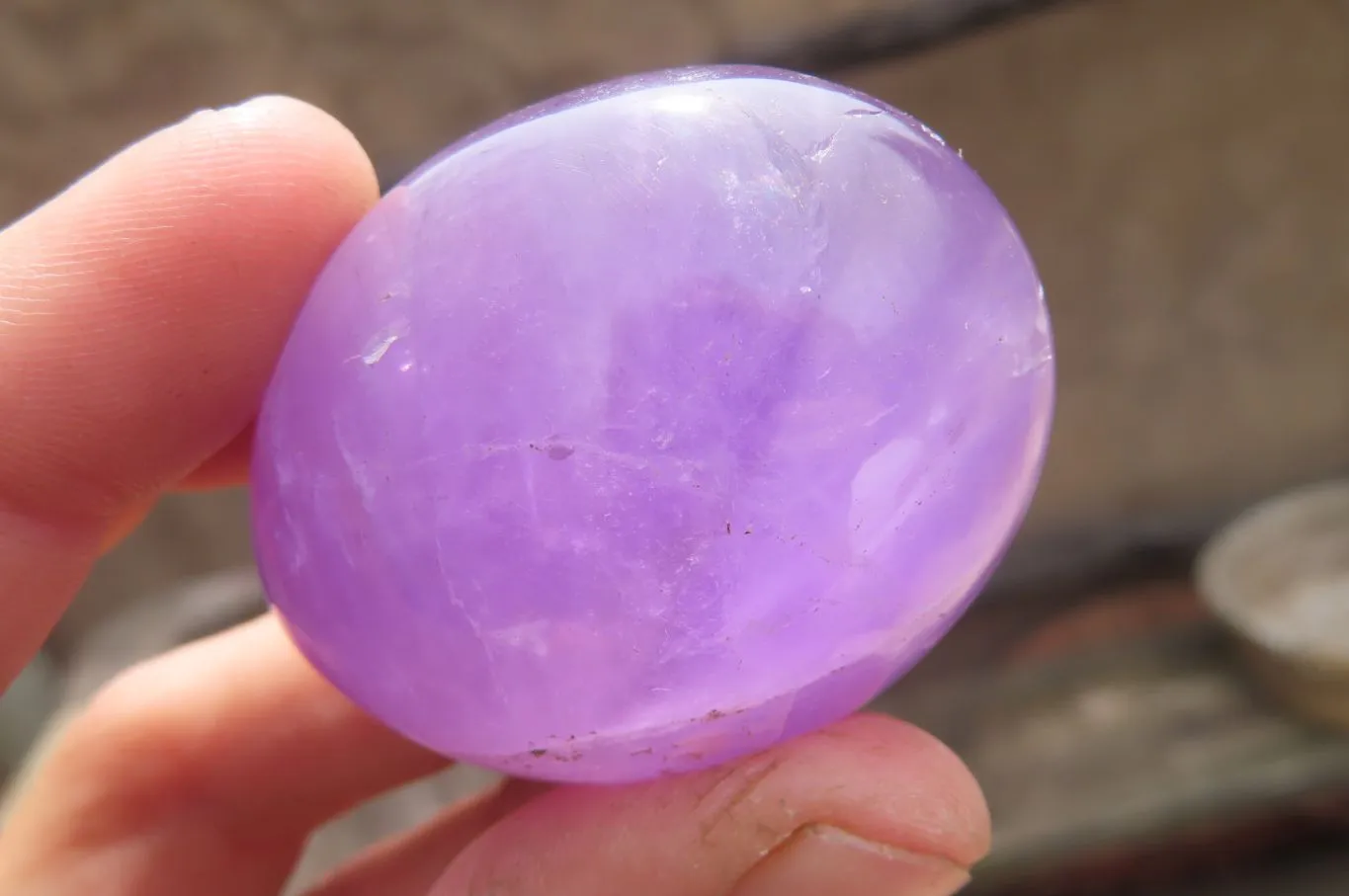 Polished Chevron Amethyst Palm Stones x 20 From Madagascar