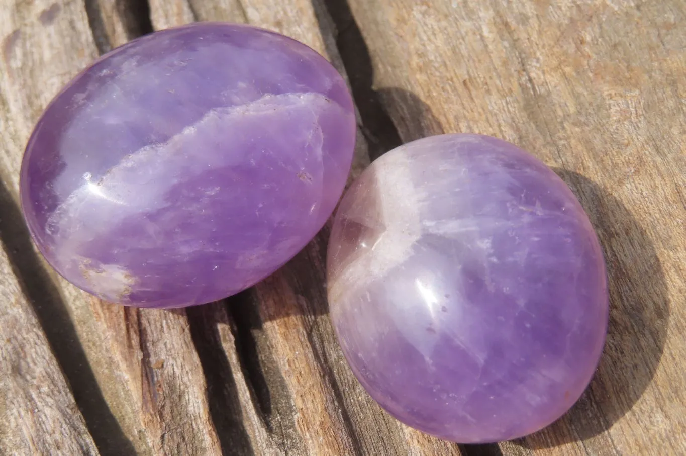 Polished Chevron Amethyst Palm Stones x 20 From Madagascar