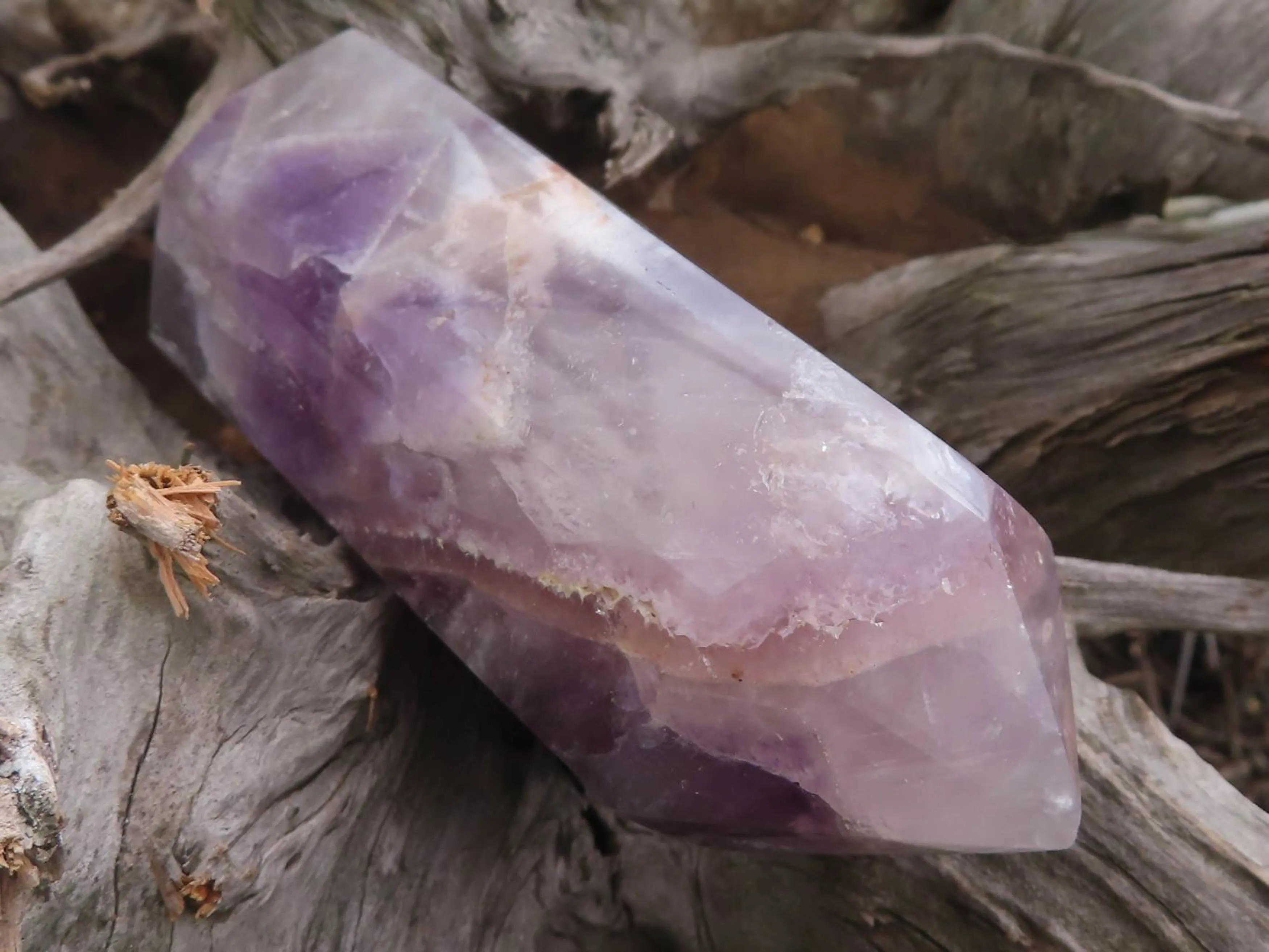 Polished Smokey Patterned Amethyst Points x 6 From Madagascar