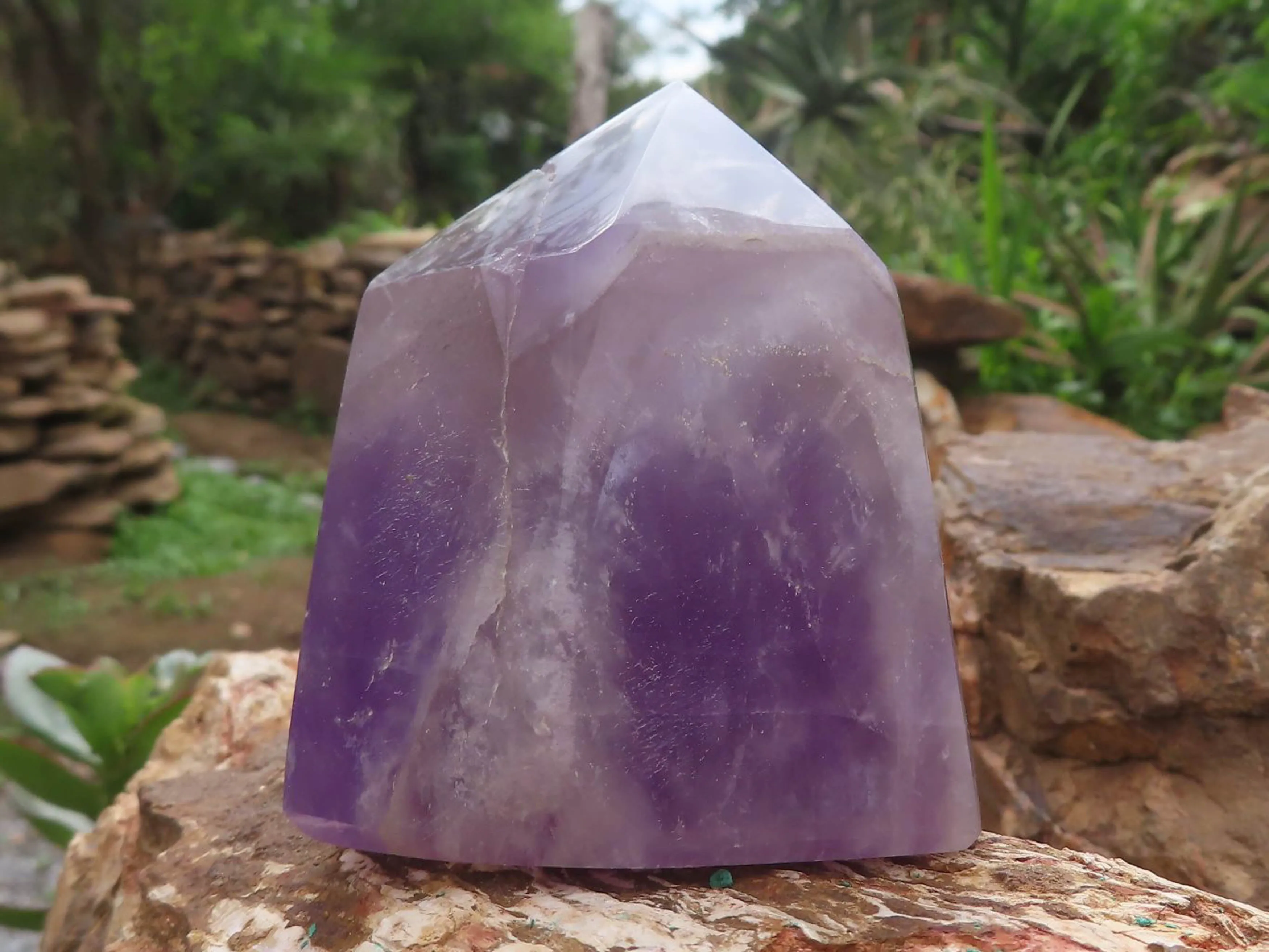 Polished Smokey Patterned Amethyst Points x 6 From Madagascar