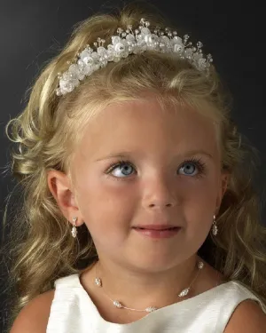 Pretty crystal & pearl flower girl tiara