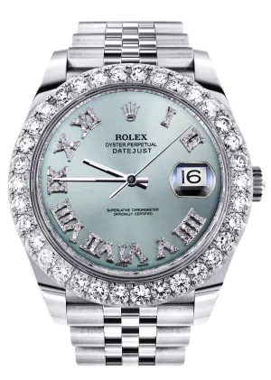 Rolex Datejust II Watch | 41 MM | Custom Turquoise Roman Diamond Dial | Jubilee Band