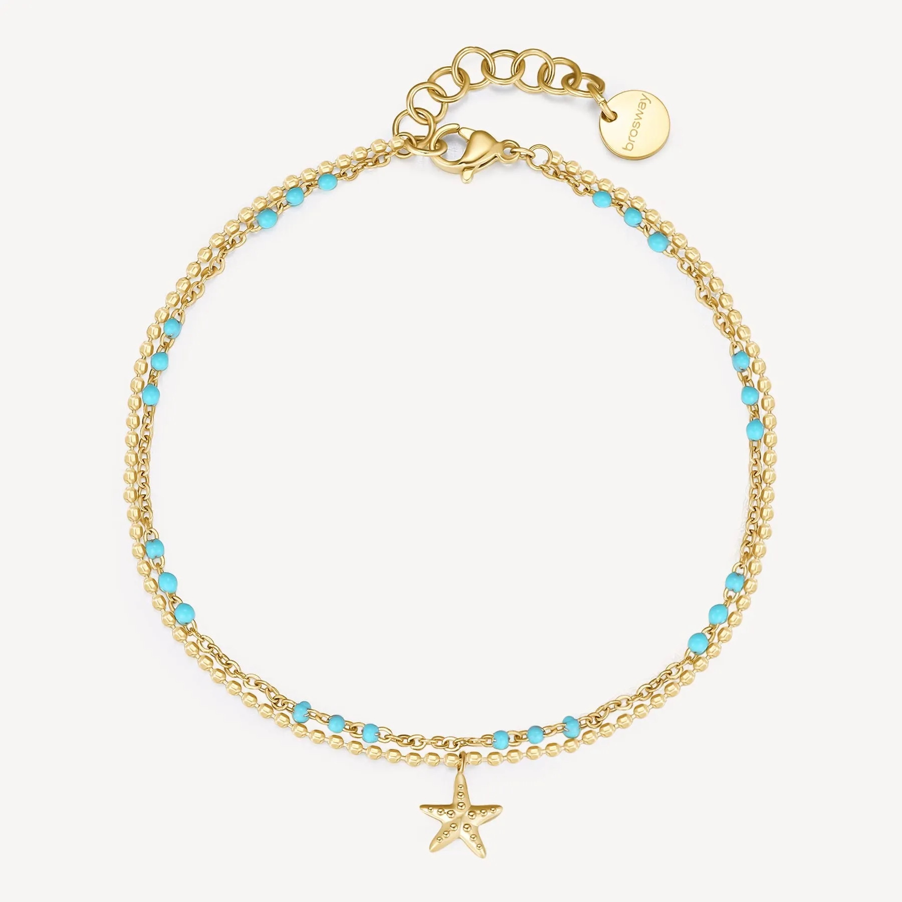 Sea Life Double-Row Anklet in Gold Plated Stainless Steel