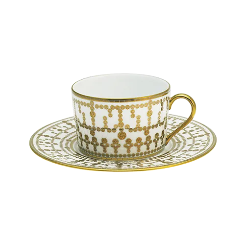 Set of 2 Teacups and Saucers Tiara white gold