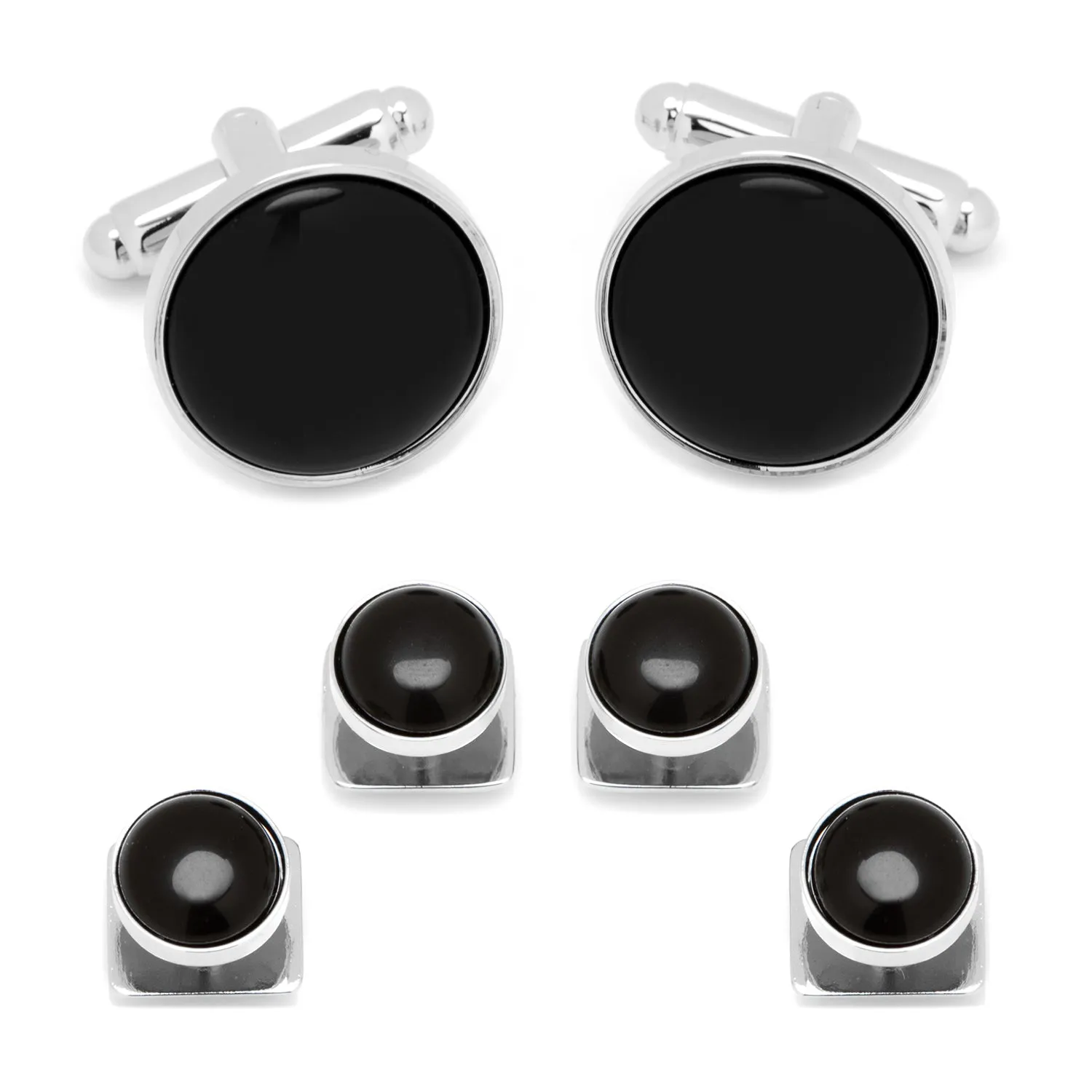 Silver and Onyx Stud Set