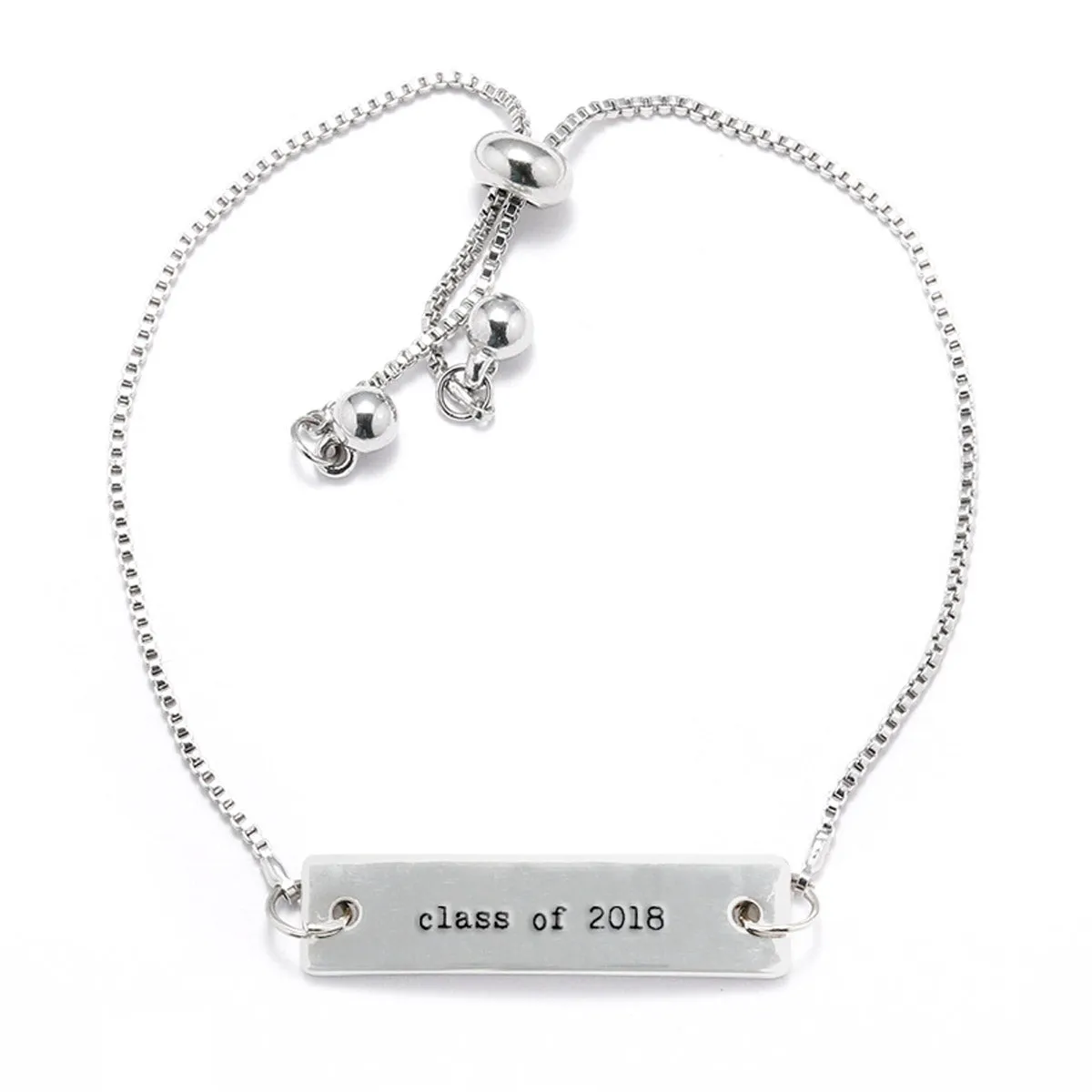 Silver Class of 2018 Adjustable Bar Bracelet