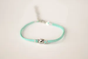 Silver Dolphin charm bracelet for women, turquoise cord