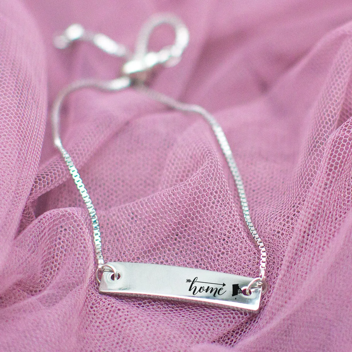 Silver Home is Rhode Island Adjustable Bar Bracelet