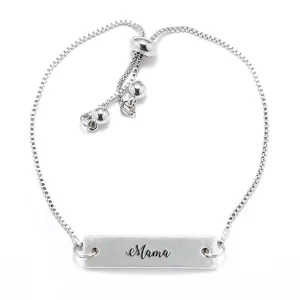 Silver Mama - Script Adjustable Bar Bracelet