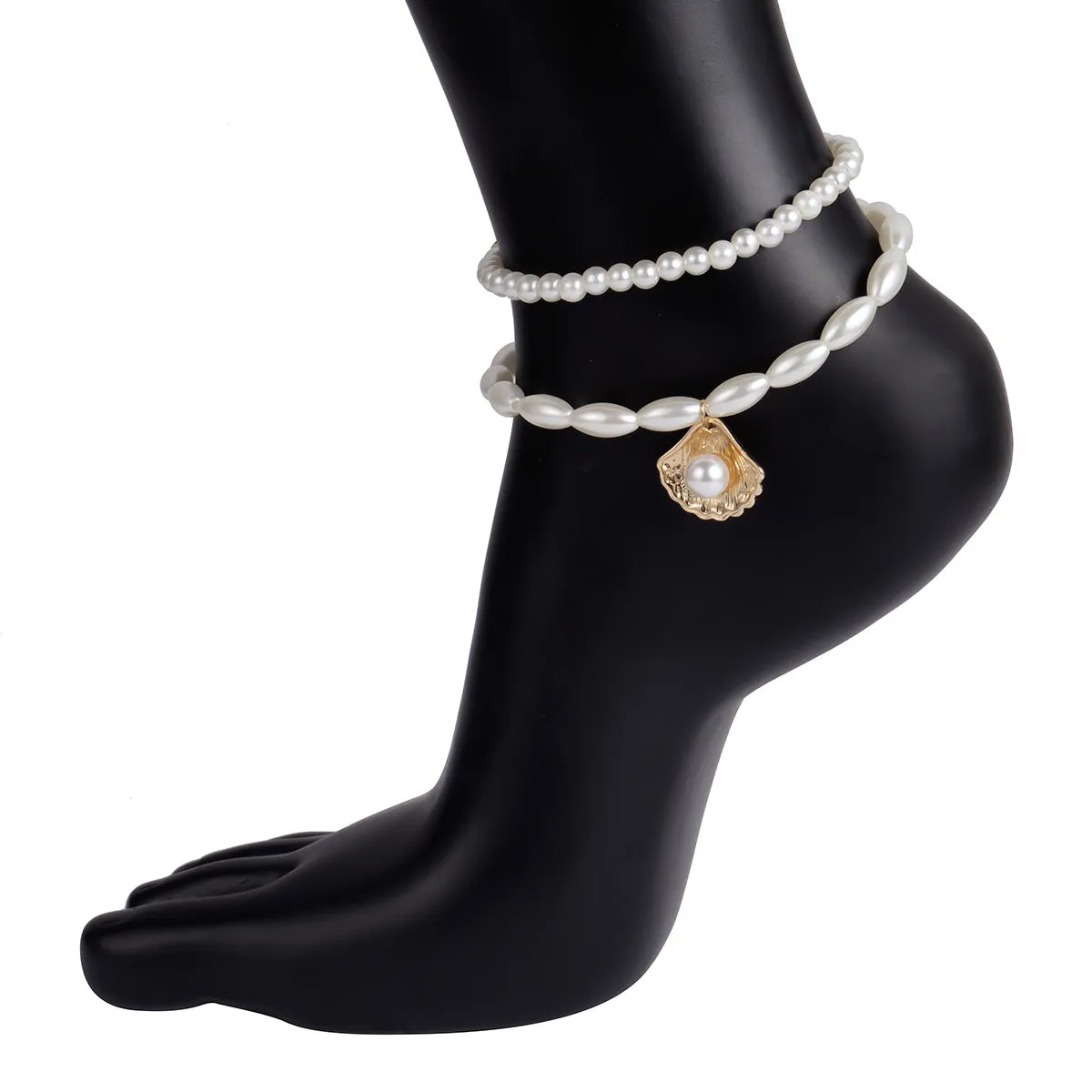 Simple Pearl Geometric Creative Shell Anklet