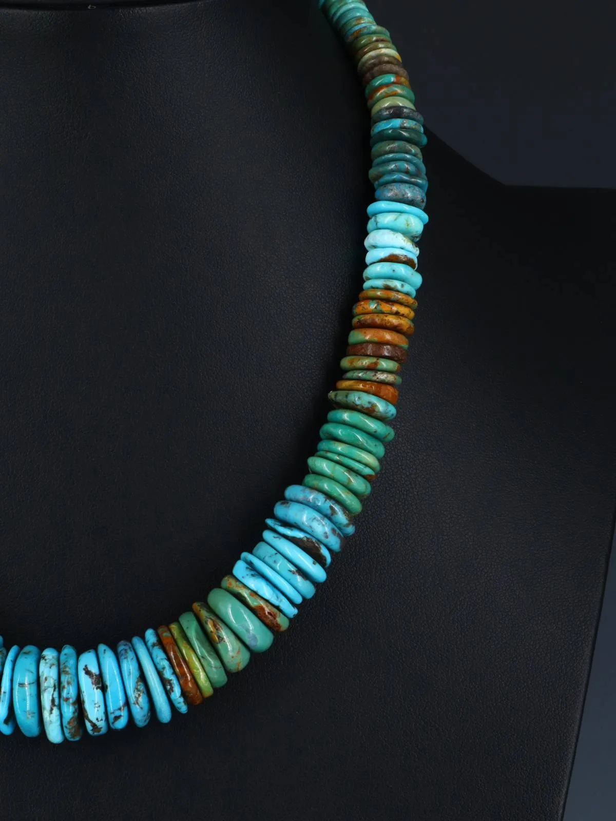 Single Strand Polychrome Graduated Turquoise Necklace