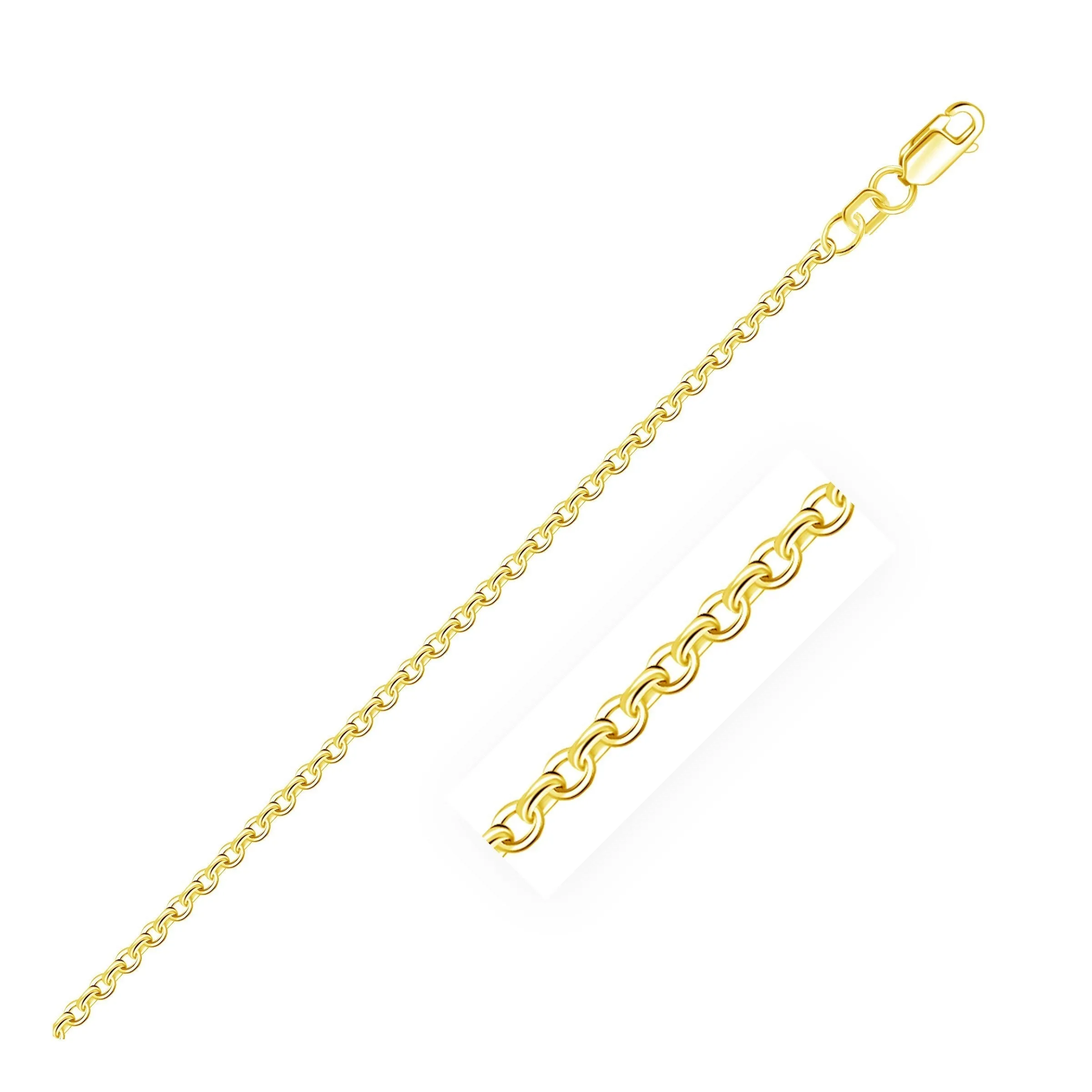 Size: 10'' - 2.3mm 10k Yellow Gold Rolo Anklet