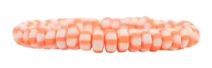 Stacker Stretch Bracelet - Orange   White Stripe