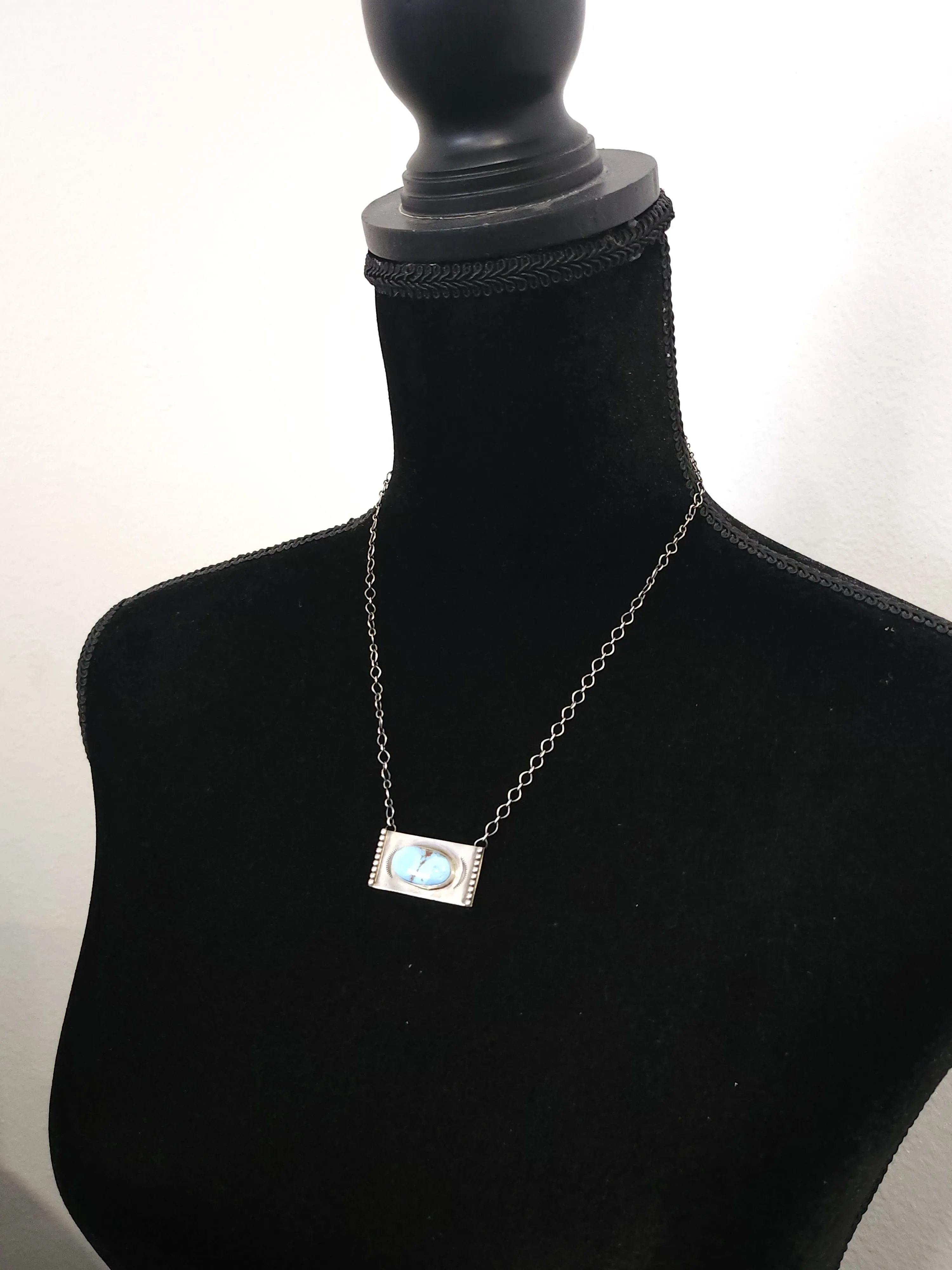 Stamped Sterling Silver Golden Hills Turquoise Bar Necklaces