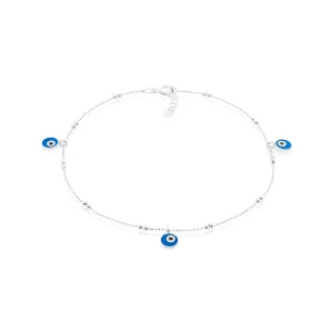 Sterling Silver 26cm Evil Eye Anklet