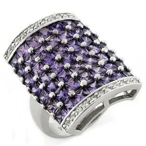 Sterling Silver Ring AAA GRD CZ Amethyst LOAS1063 for Women Style Rhodium