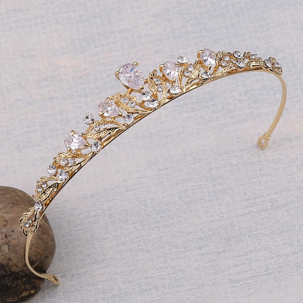 Style bridal tiara headband luxury zircon small crown princess birthday wedding gift