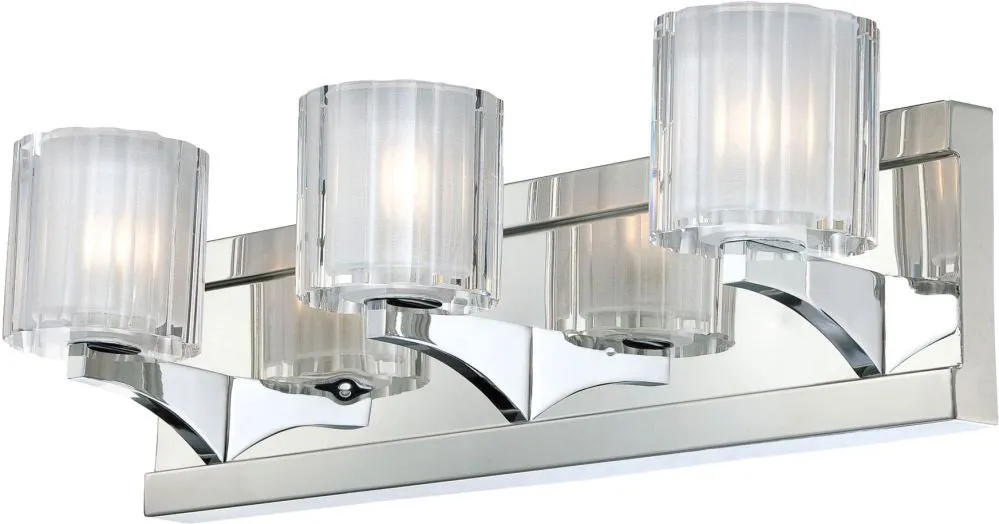 Tiara 3 Light Vanity In Chrome and Slotted Clear Glass