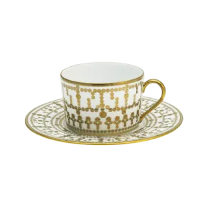 Tiara White & Gold Teacup & Saucer