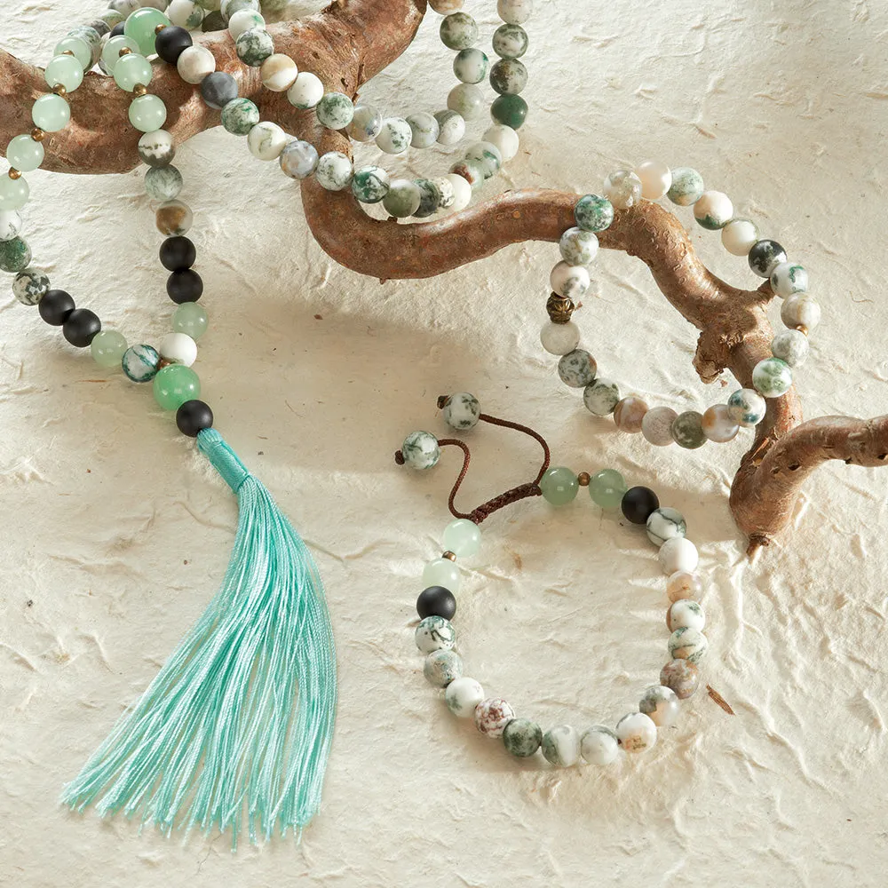 Tree Agate Mala, 108 beads