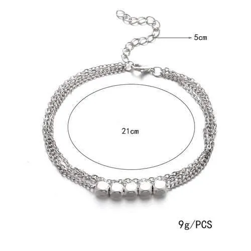 Trendy Sterling Silver Plated  Beads Anklet