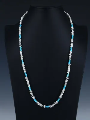 Turquoise and White Buffalo Single Strand Necklace