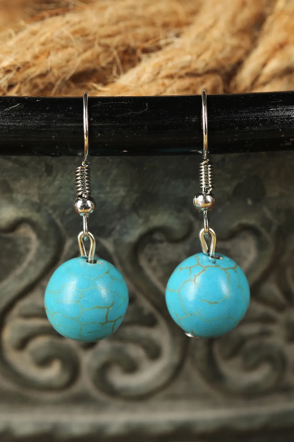 Turquoise Beading Necklace Earring and Ring Set