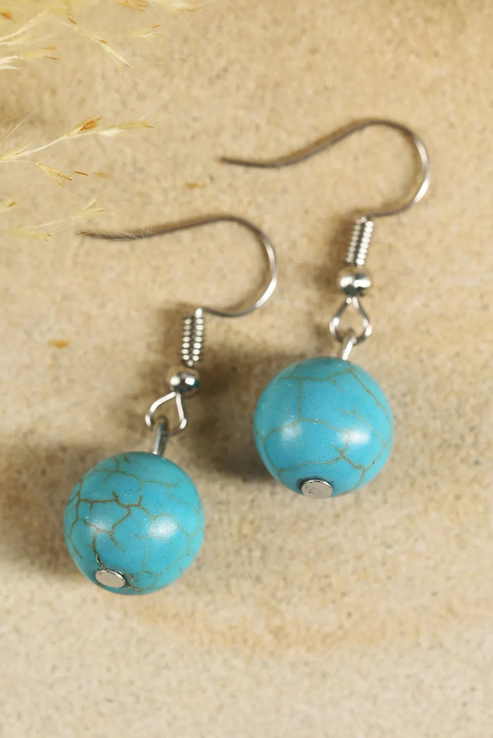 Turquoise Beading Necklace Earring and Ring Set