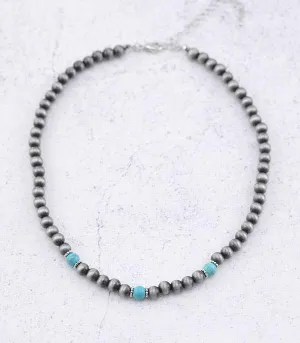 Turquoise Navajo Pearl Bead Necklace