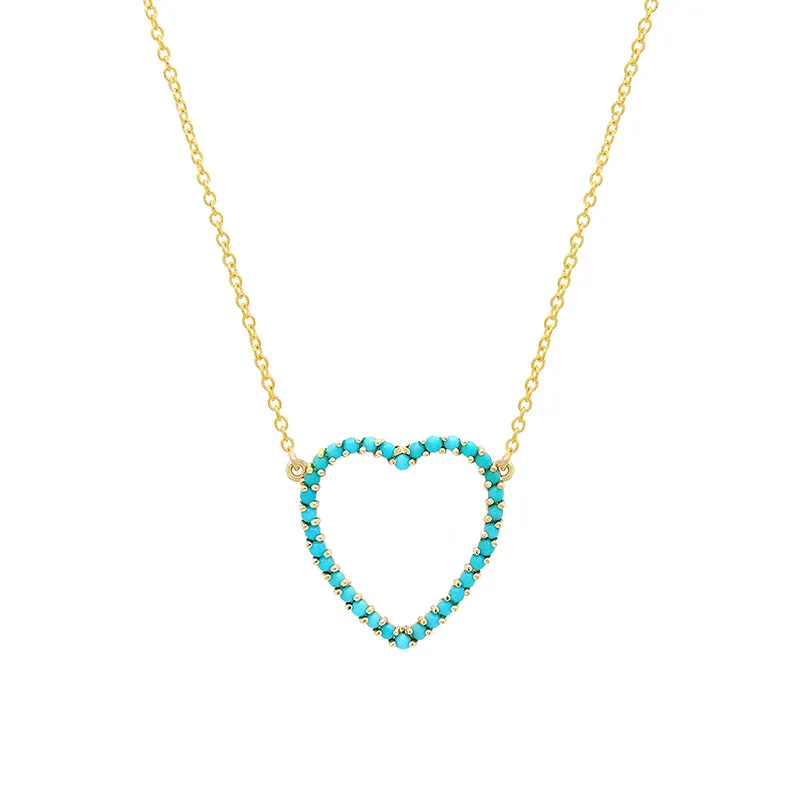 Turquoise Open Heart Necklace