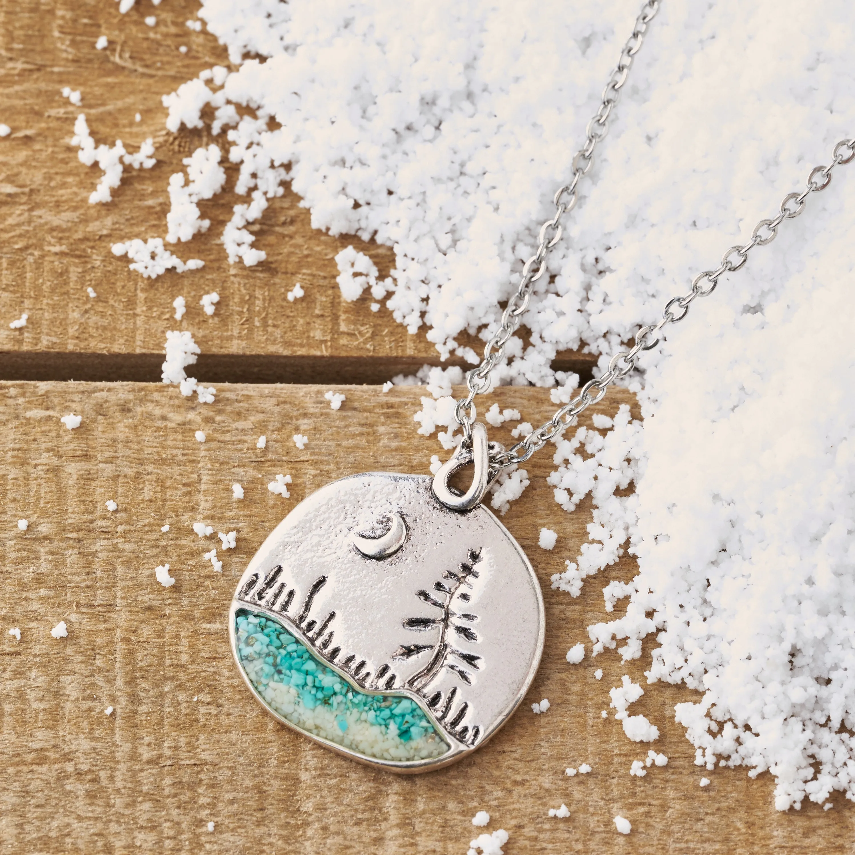 Turquoise River Crescent Moon Necklace